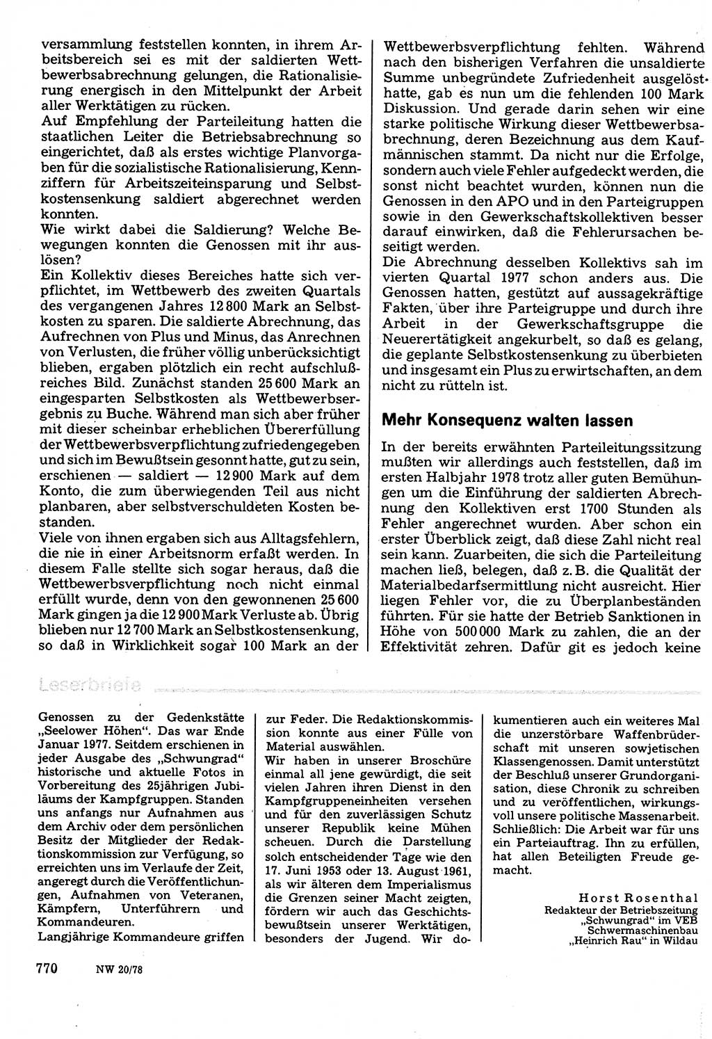 Neuer Weg (NW), Organ des Zentralkomitees (ZK) der SED (Sozialistische Einheitspartei Deutschlands) für Fragen des Parteilebens, 33. Jahrgang [Deutsche Demokratische Republik (DDR)] 1978, Seite 770 (NW ZK SED DDR 1978, S. 770)