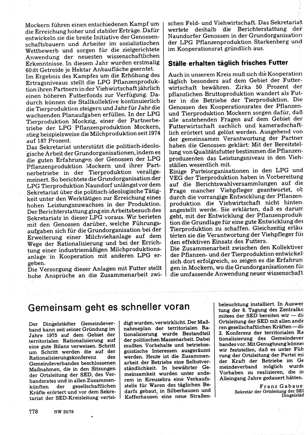 Neuer Weg (NW), Organ des Zentralkomitees (ZK) der SED (Sozialistische Einheitspartei Deutschlands) für Fragen des Parteilebens, 33. Jahrgang [Deutsche Demokratische Republik (DDR)] 1978, Seite 778 (NW ZK SED DDR 1978, S. 778)