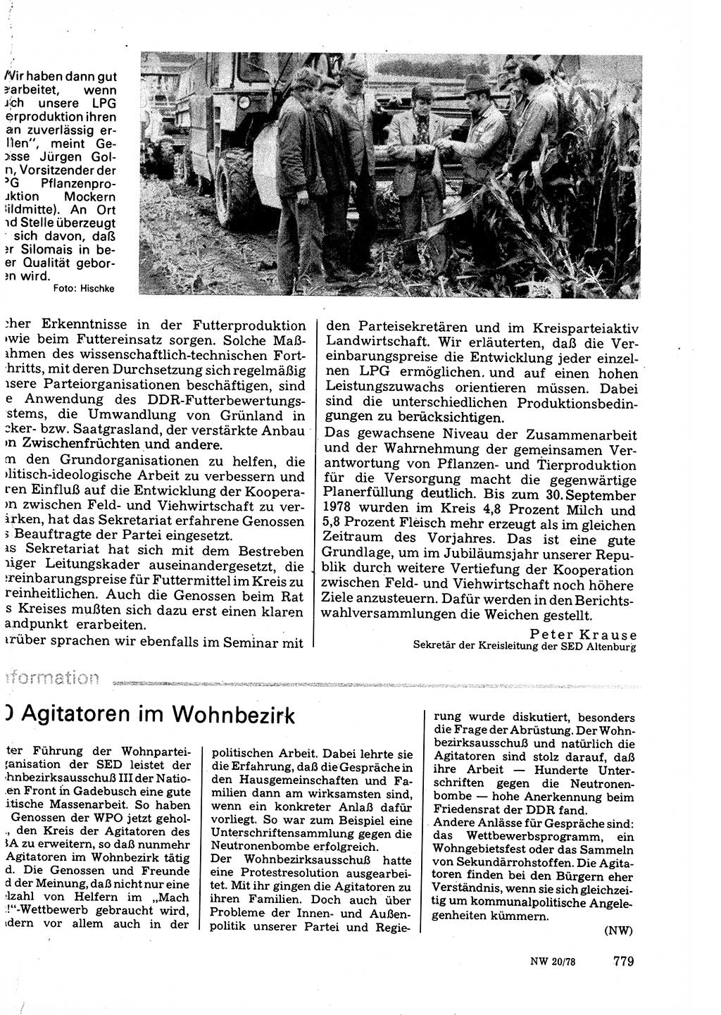 Neuer Weg (NW), Organ des Zentralkomitees (ZK) der SED (Sozialistische Einheitspartei Deutschlands) für Fragen des Parteilebens, 33. Jahrgang [Deutsche Demokratische Republik (DDR)] 1978, Seite 779 (NW ZK SED DDR 1978, S. 779)