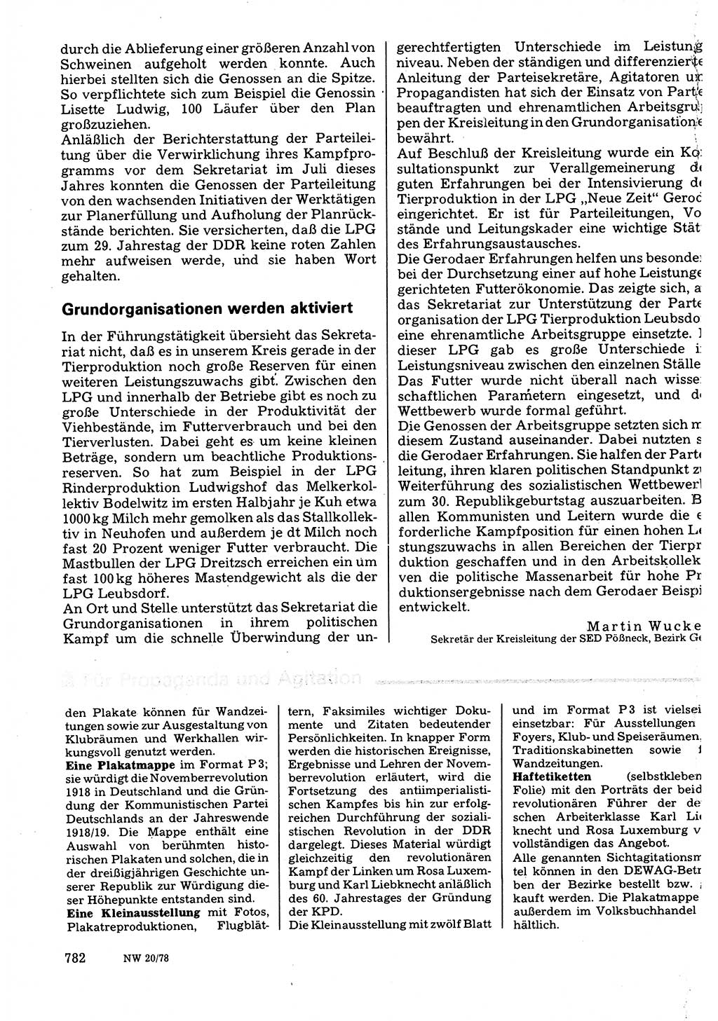 Neuer Weg (NW), Organ des Zentralkomitees (ZK) der SED (Sozialistische Einheitspartei Deutschlands) für Fragen des Parteilebens, 33. Jahrgang [Deutsche Demokratische Republik (DDR)] 1978, Seite 782 (NW ZK SED DDR 1978, S. 782)