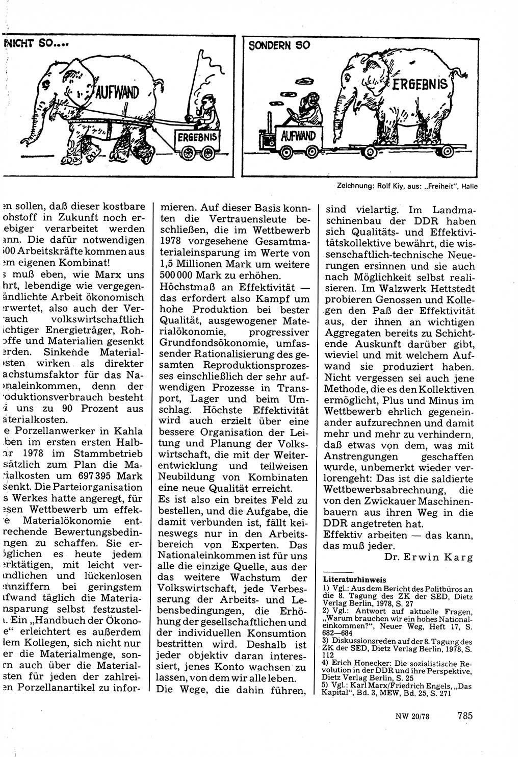 Neuer Weg (NW), Organ des Zentralkomitees (ZK) der SED (Sozialistische Einheitspartei Deutschlands) für Fragen des Parteilebens, 33. Jahrgang [Deutsche Demokratische Republik (DDR)] 1978, Seite 785 (NW ZK SED DDR 1978, S. 785)