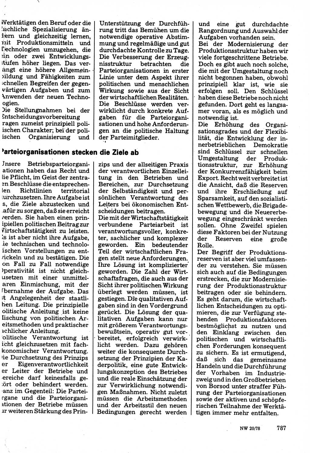 Neuer Weg (NW), Organ des Zentralkomitees (ZK) der SED (Sozialistische Einheitspartei Deutschlands) für Fragen des Parteilebens, 33. Jahrgang [Deutsche Demokratische Republik (DDR)] 1978, Seite 787 (NW ZK SED DDR 1978, S. 787)