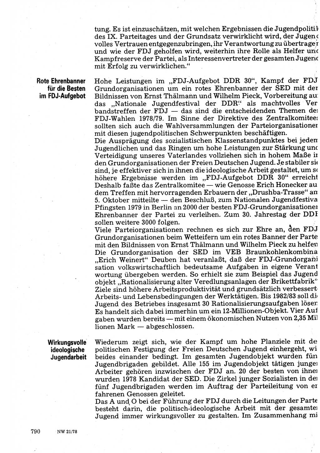 Neuer Weg (NW), Organ des Zentralkomitees (ZK) der SED (Sozialistische Einheitspartei Deutschlands) für Fragen des Parteilebens, 33. Jahrgang [Deutsche Demokratische Republik (DDR)] 1978, Seite 790 (NW ZK SED DDR 1978, S. 790)