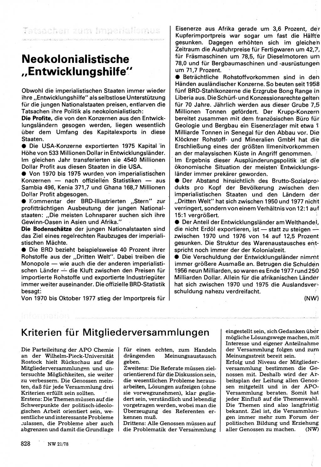 Neuer Weg (NW), Organ des Zentralkomitees (ZK) der SED (Sozialistische Einheitspartei Deutschlands) für Fragen des Parteilebens, 33. Jahrgang [Deutsche Demokratische Republik (DDR)] 1978, Seite 828 (NW ZK SED DDR 1978, S. 828)