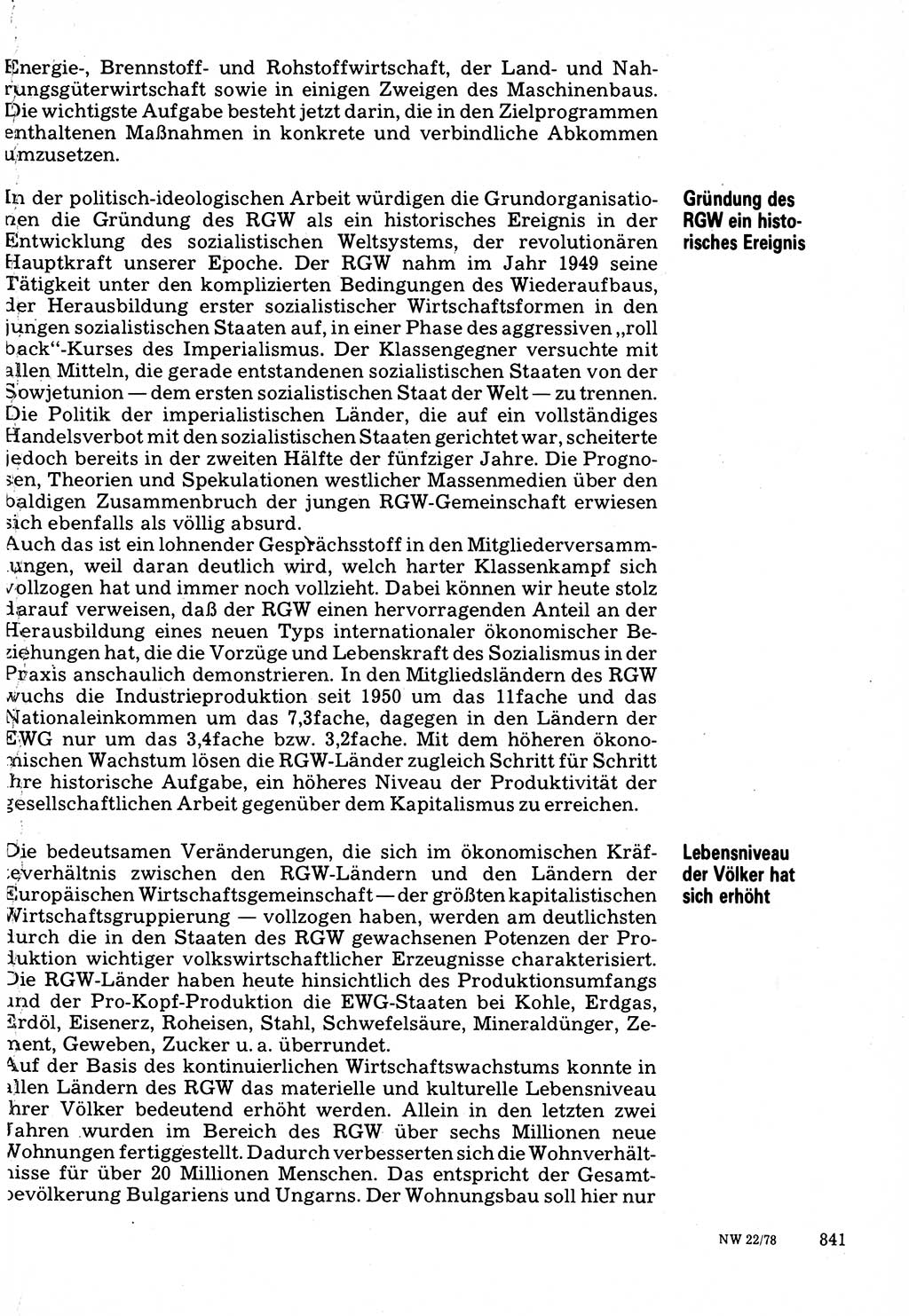 Neuer Weg (NW), Organ des Zentralkomitees (ZK) der SED (Sozialistische Einheitspartei Deutschlands) für Fragen des Parteilebens, 33. Jahrgang [Deutsche Demokratische Republik (DDR)] 1978, Seite 841 (NW ZK SED DDR 1978, S. 841)