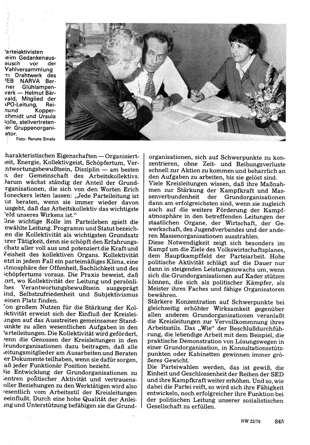 Neuer Weg (NW), Organ des Zentralkomitees (ZK) der SED (Sozialistische Einheitspartei Deutschlands) für Fragen des Parteilebens, 33. Jahrgang [Deutsche Demokratische Republik (DDR)] 1978, Seite 845 (NW ZK SED DDR 1978, S. 845)