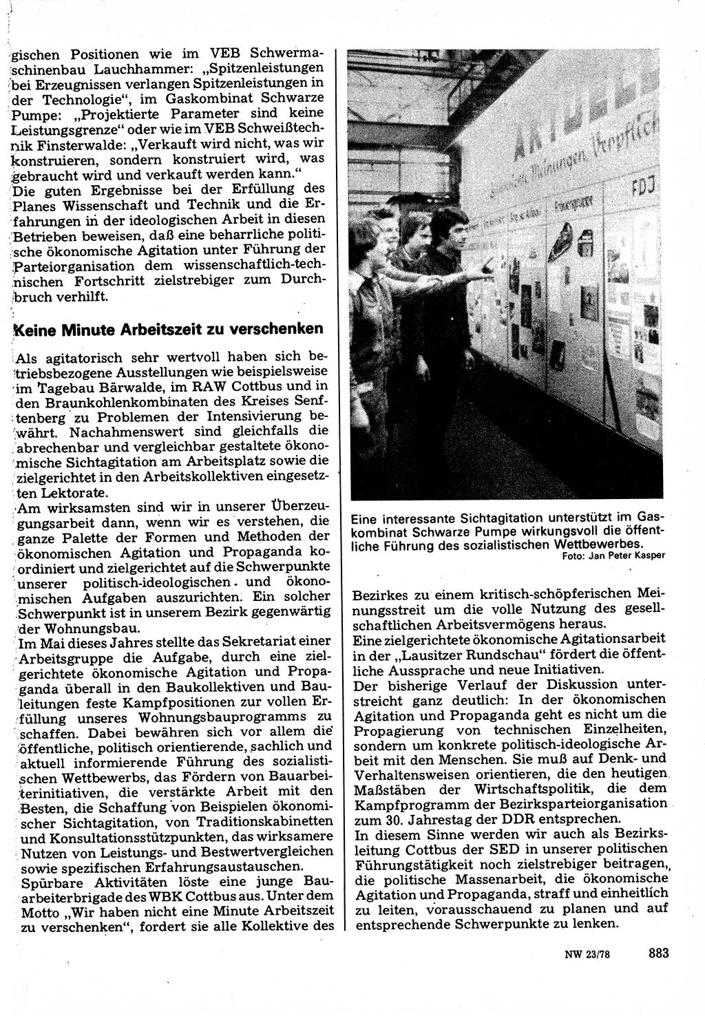 Neuer Weg (NW), Organ des Zentralkomitees (ZK) der SED (Sozialistische Einheitspartei Deutschlands) für Fragen des Parteilebens, 33. Jahrgang [Deutsche Demokratische Republik (DDR)] 1978, Seite 883 (NW ZK SED DDR 1978, S. 883)