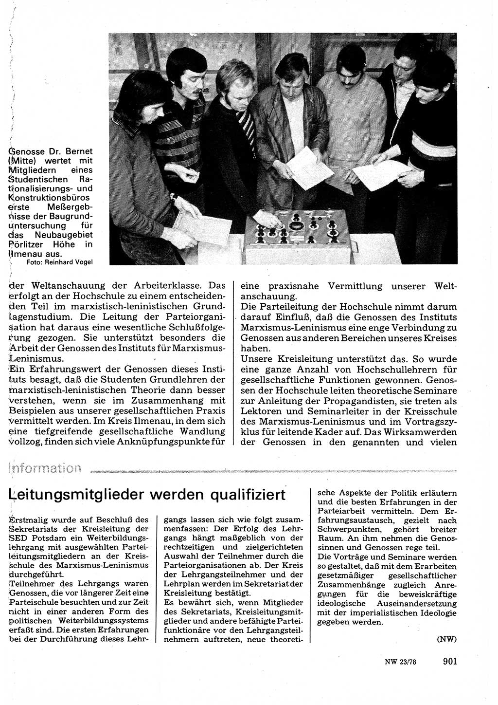 Neuer Weg (NW), Organ des Zentralkomitees (ZK) der SED (Sozialistische Einheitspartei Deutschlands) für Fragen des Parteilebens, 33. Jahrgang [Deutsche Demokratische Republik (DDR)] 1978, Seite 901 (NW ZK SED DDR 1978, S. 901)