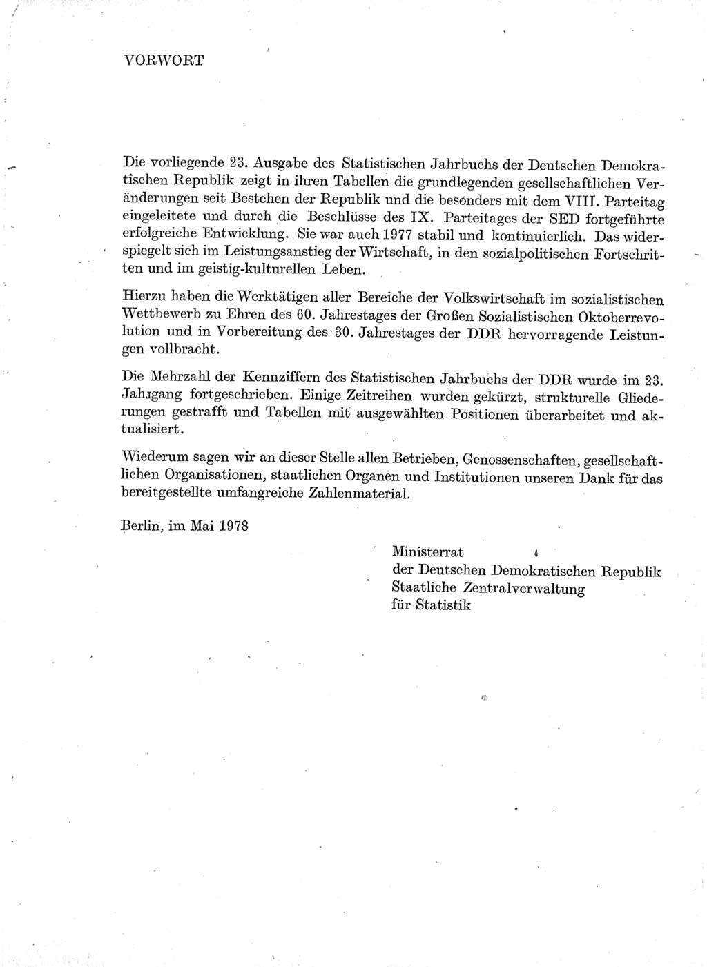 Statistisches Jahrbuch der Deutschen Demokratischen Republik (DDR) 1978, Seite 3 (Stat. Jb. DDR 1978, S. 3)