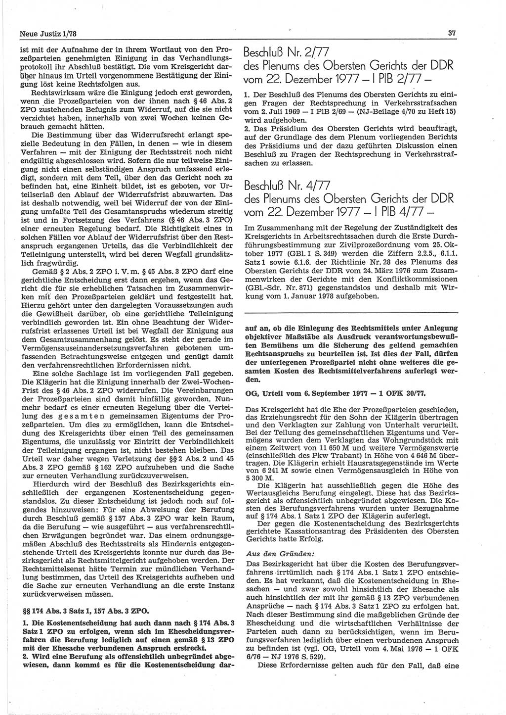 Neue Justiz (NJ), Zeitschrift für sozialistisches Recht und Gesetzlichkeit [Deutsche Demokratische Republik (DDR)], 32. Jahrgang 1978, Seite 37 (NJ DDR 1978, S. 37)