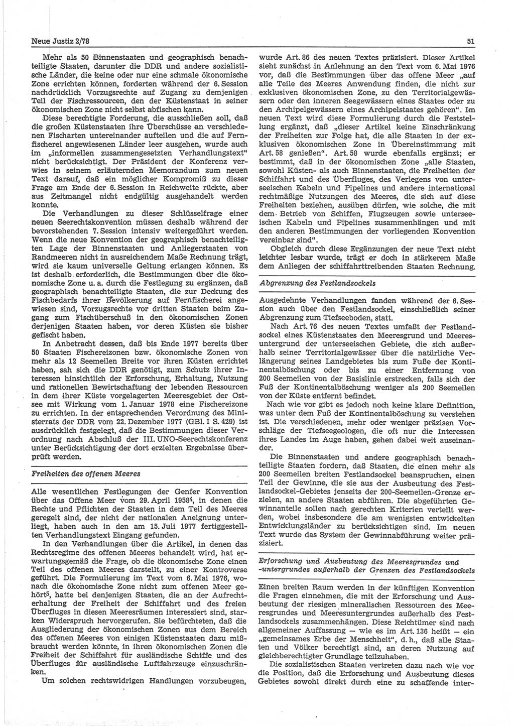 Neue Justiz (NJ), Zeitschrift für sozialistisches Recht und Gesetzlichkeit [Deutsche Demokratische Republik (DDR)], 32. Jahrgang 1978, Seite 51 (NJ DDR 1978, S. 51)