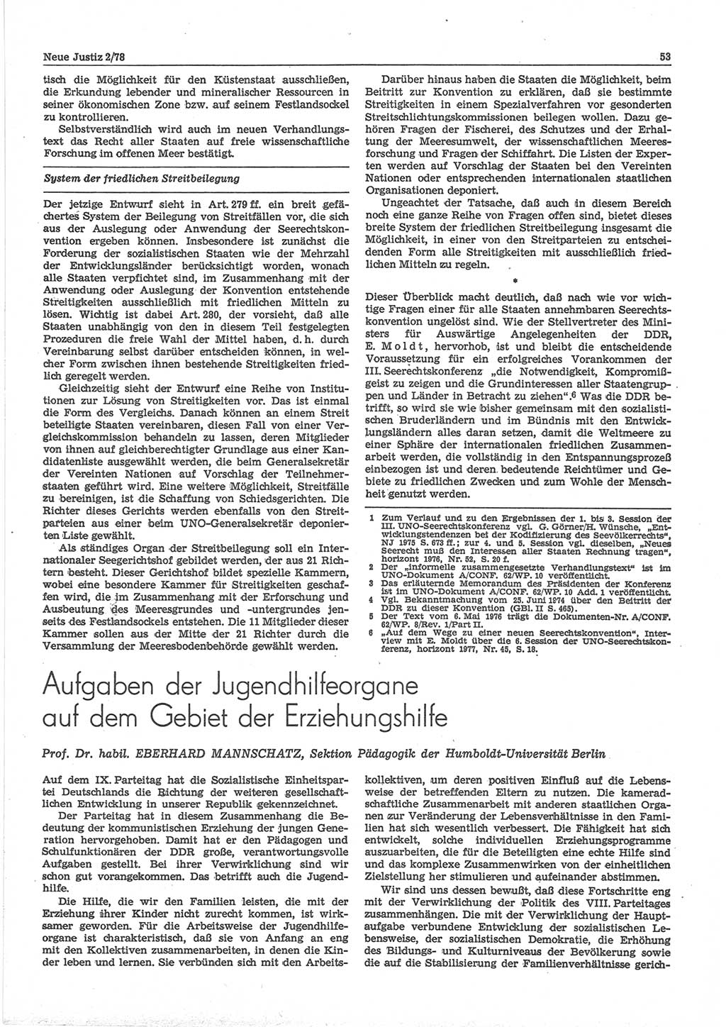 Neue Justiz (NJ), Zeitschrift für sozialistisches Recht und Gesetzlichkeit [Deutsche Demokratische Republik (DDR)], 32. Jahrgang 1978, Seite 53 (NJ DDR 1978, S. 53)