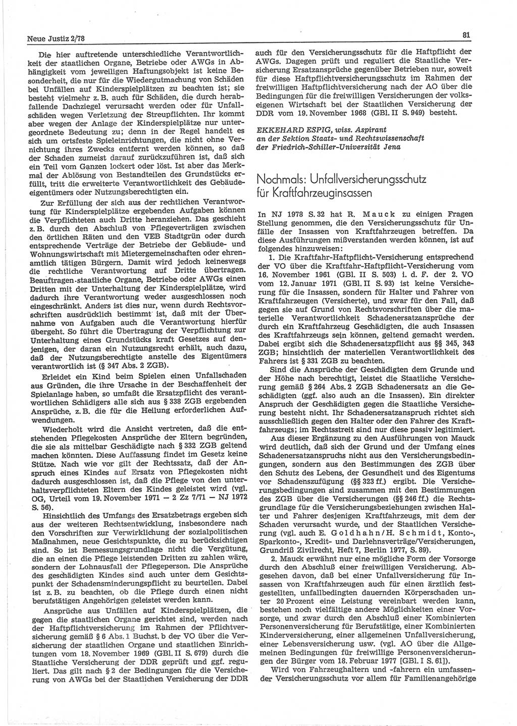 Neue Justiz (NJ), Zeitschrift für sozialistisches Recht und Gesetzlichkeit [Deutsche Demokratische Republik (DDR)], 32. Jahrgang 1978, Seite 81 (NJ DDR 1978, S. 81)