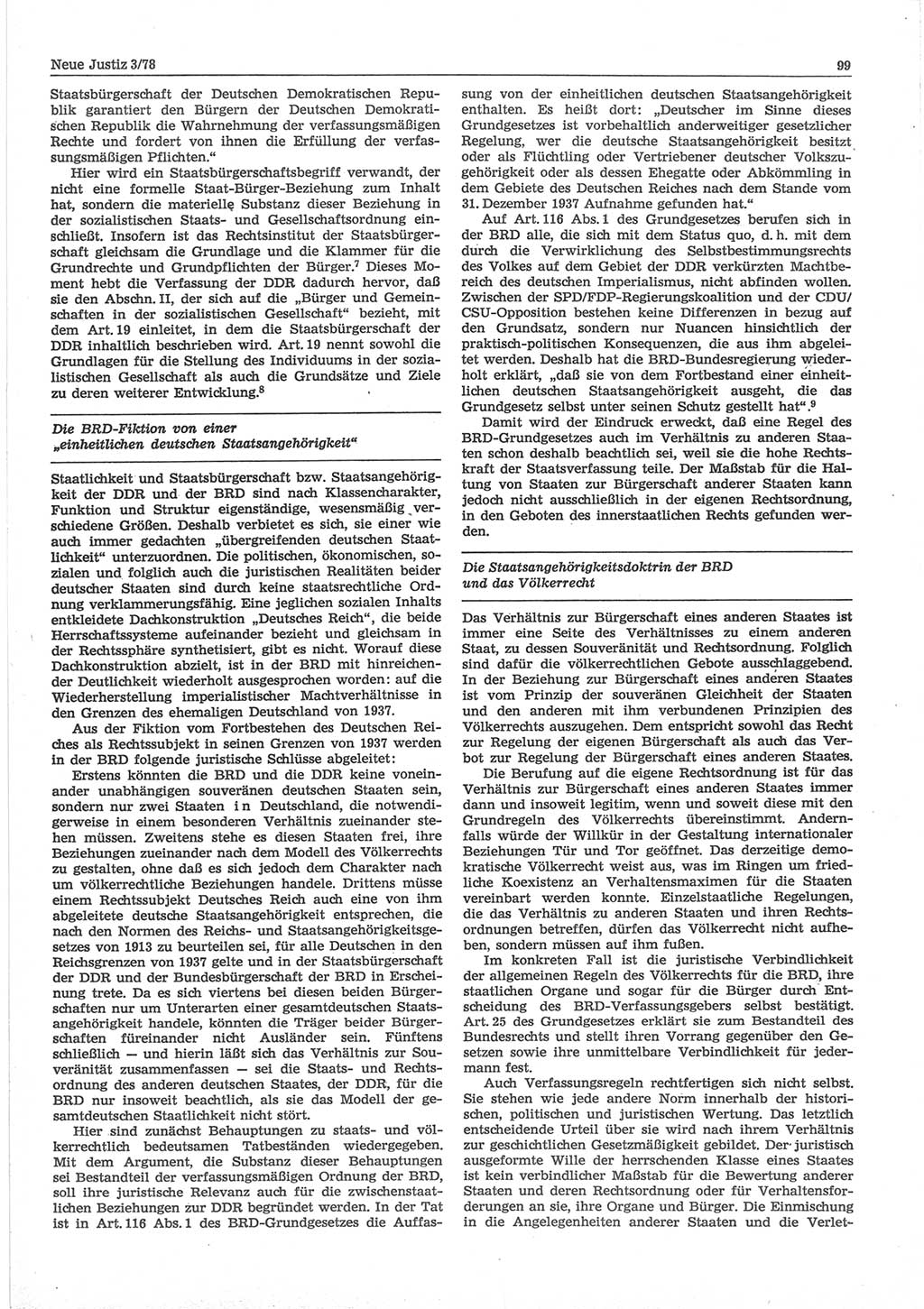 Neue Justiz (NJ), Zeitschrift für sozialistisches Recht und Gesetzlichkeit [Deutsche Demokratische Republik (DDR)], 32. Jahrgang 1978, Seite 99 (NJ DDR 1978, S. 99)
