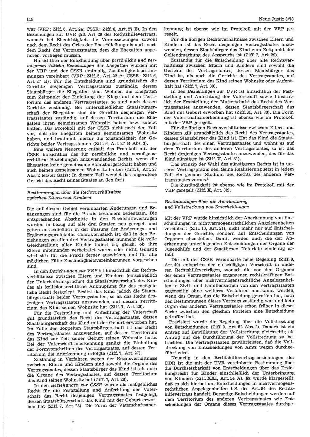 Neue Justiz (NJ), Zeitschrift für sozialistisches Recht und Gesetzlichkeit [Deutsche Demokratische Republik (DDR)], 32. Jahrgang 1978, Seite 118 (NJ DDR 1978, S. 118)