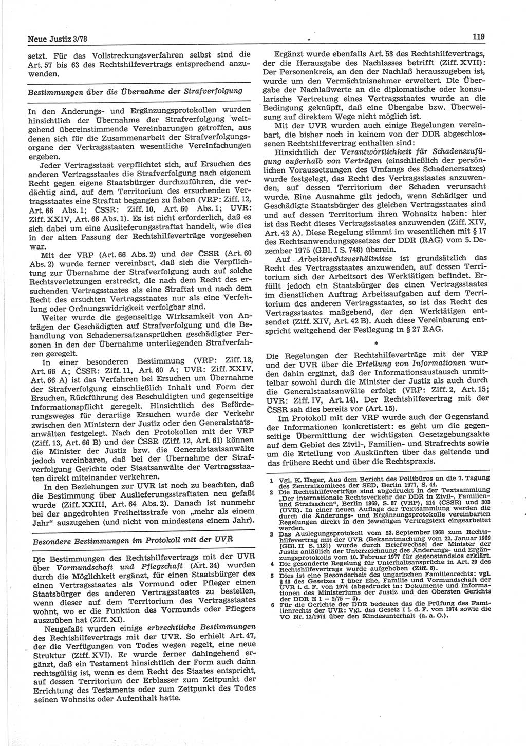 Neue Justiz (NJ), Zeitschrift für sozialistisches Recht und Gesetzlichkeit [Deutsche Demokratische Republik (DDR)], 32. Jahrgang 1978, Seite 119 (NJ DDR 1978, S. 119)
