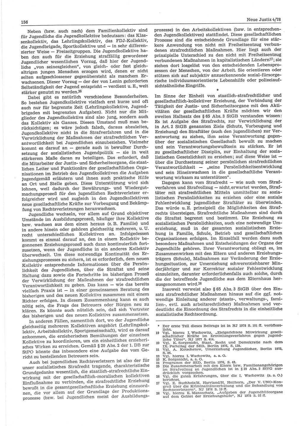 Neue Justiz (NJ), Zeitschrift für sozialistisches Recht und Gesetzlichkeit [Deutsche Demokratische Republik (DDR)], 32. Jahrgang 1978, Seite 156 (NJ DDR 1978, S. 156)