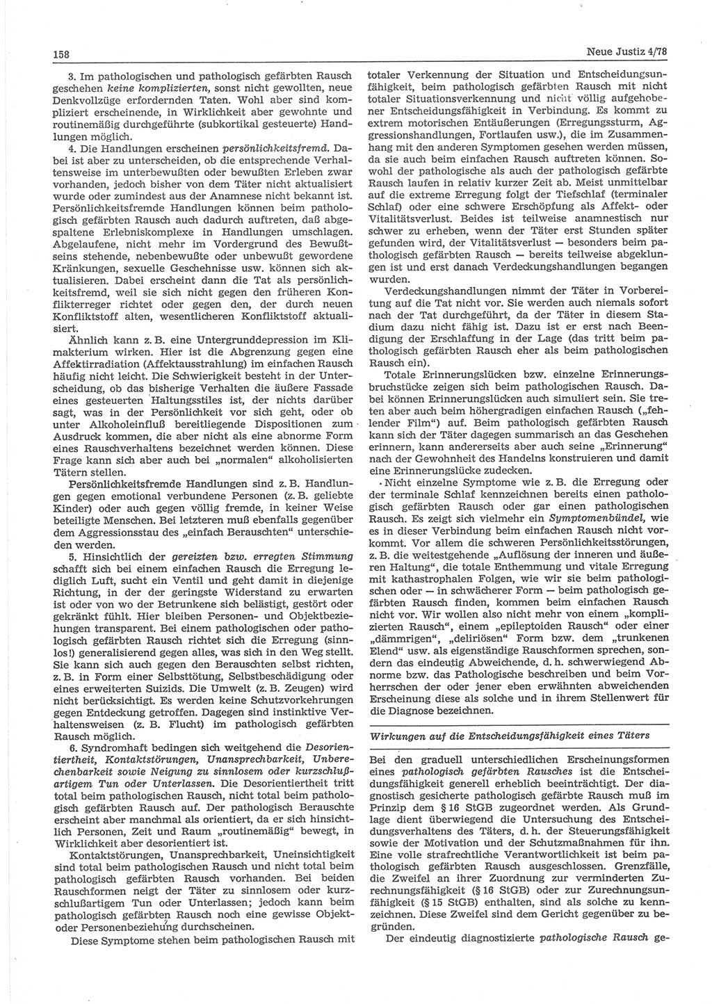 Neue Justiz (NJ), Zeitschrift für sozialistisches Recht und Gesetzlichkeit [Deutsche Demokratische Republik (DDR)], 32. Jahrgang 1978, Seite 158 (NJ DDR 1978, S. 158)