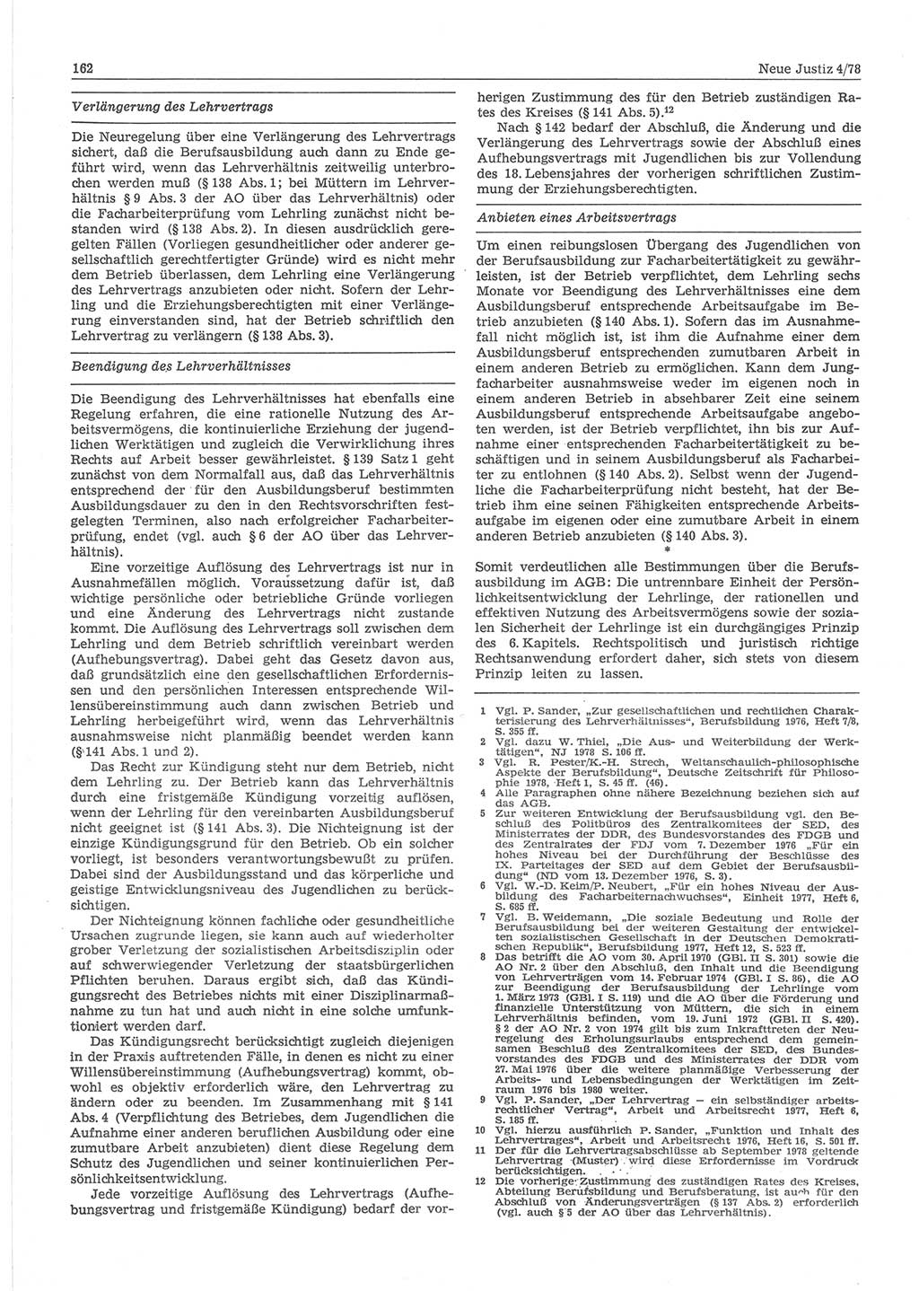 Neue Justiz (NJ), Zeitschrift für sozialistisches Recht und Gesetzlichkeit [Deutsche Demokratische Republik (DDR)], 32. Jahrgang 1978, Seite 162 (NJ DDR 1978, S. 162)