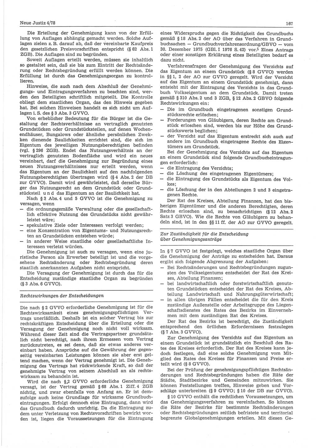 Neue Justiz (NJ), Zeitschrift für sozialistisches Recht und Gesetzlichkeit [Deutsche Demokratische Republik (DDR)], 32. Jahrgang 1978, Seite 167 (NJ DDR 1978, S. 167)