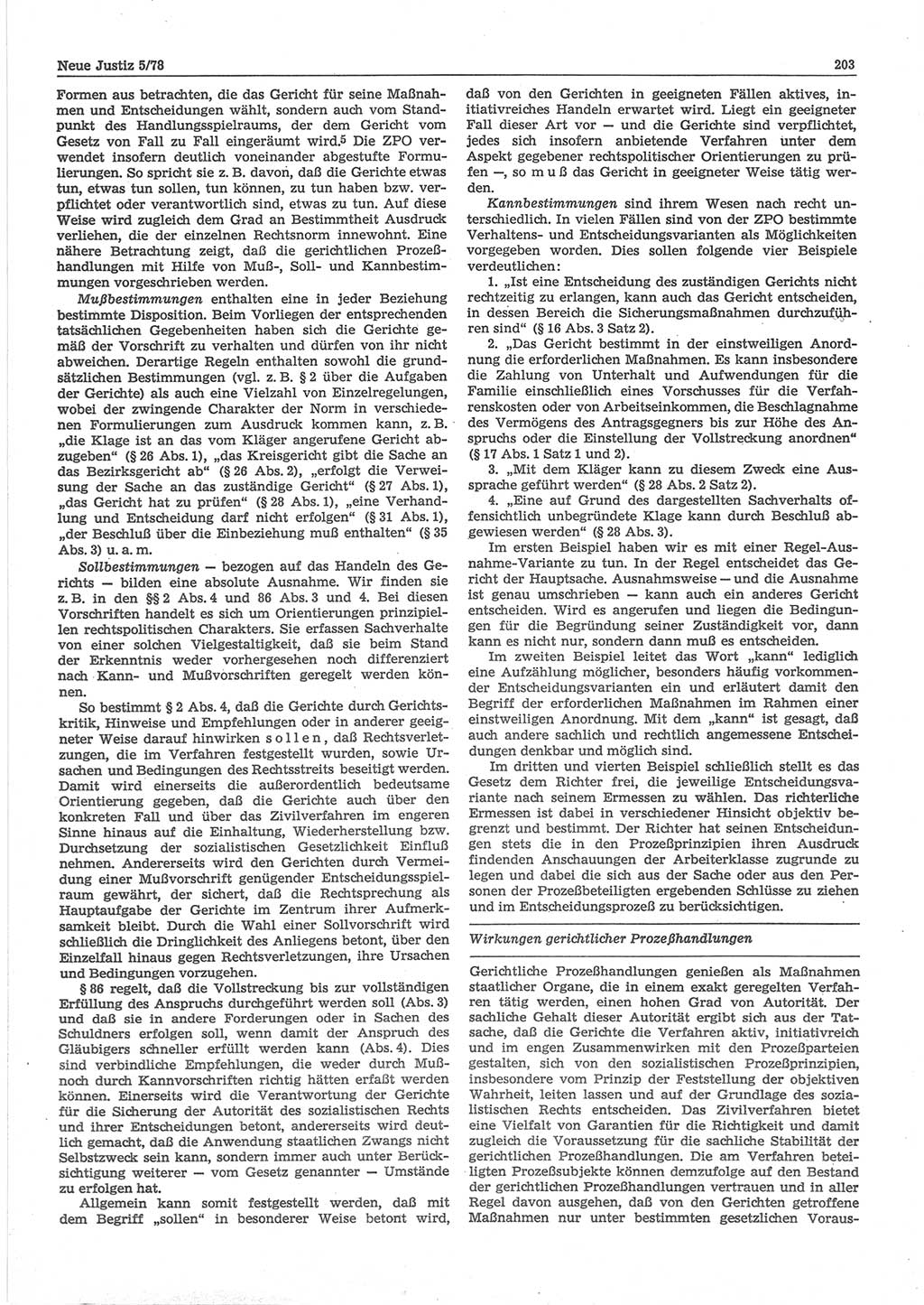 Neue Justiz (NJ), Zeitschrift für sozialistisches Recht und Gesetzlichkeit [Deutsche Demokratische Republik (DDR)], 32. Jahrgang 1978, Seite 203 (NJ DDR 1978, S. 203)