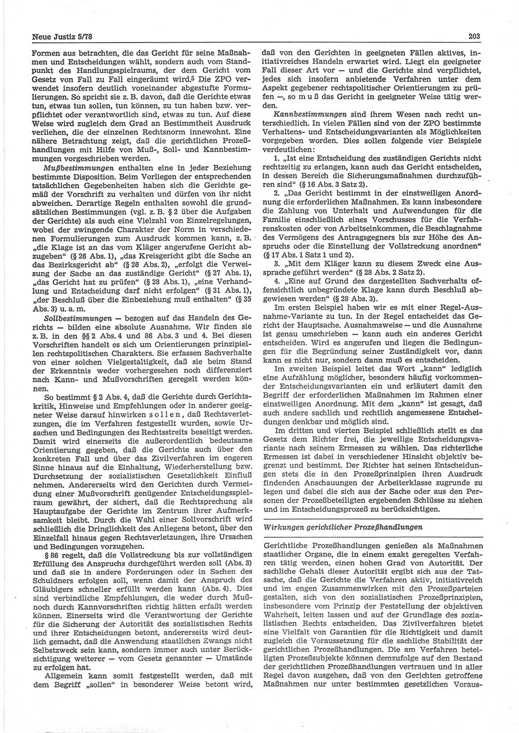 Neue Justiz (NJ), Zeitschrift für sozialistisches Recht und Gesetzlichkeit [Deutsche Demokratische Republik (DDR)], 32. Jahrgang 1978, Seite 203 (NJ DDR 1978, S. 203)