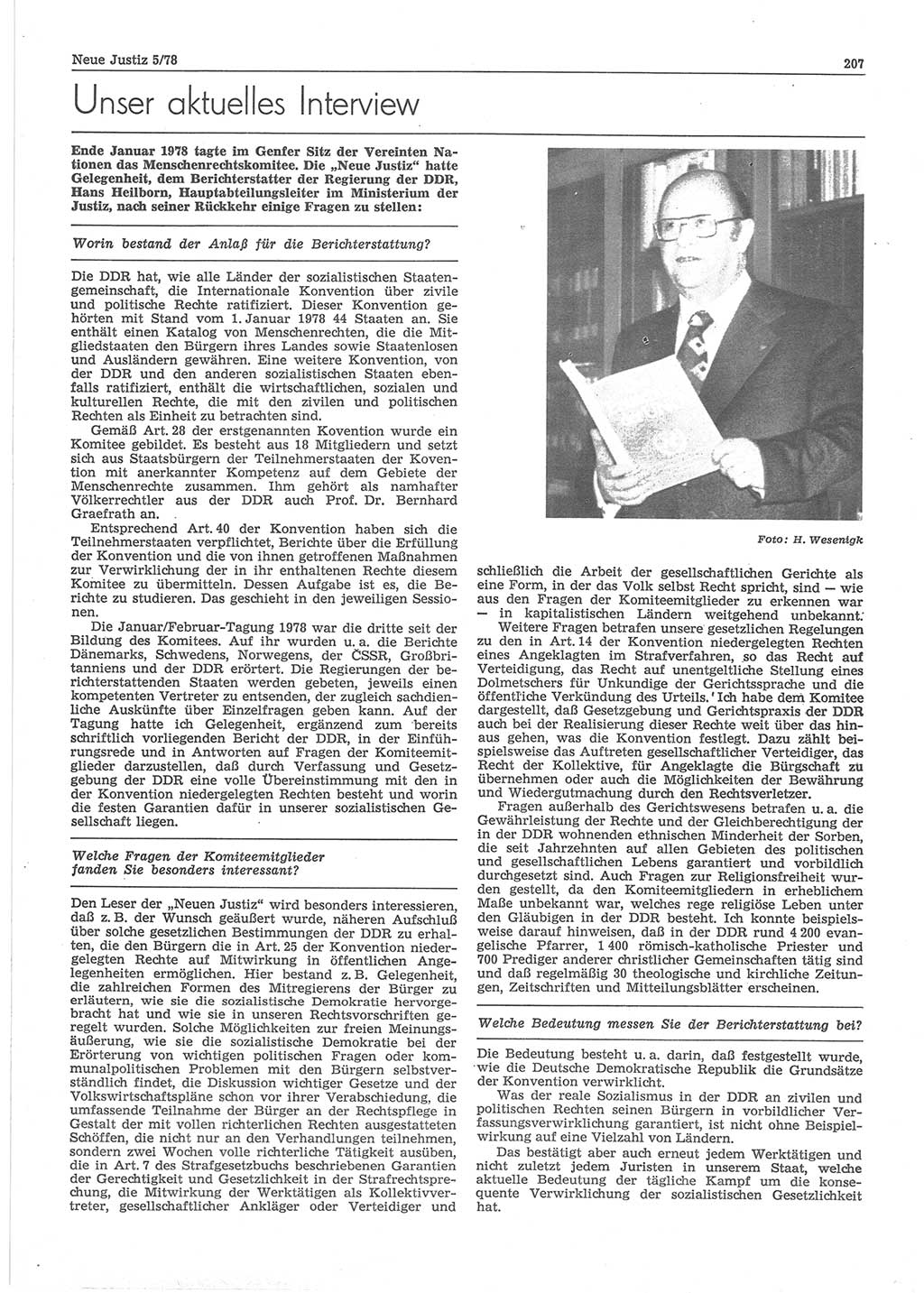 Neue Justiz (NJ), Zeitschrift für sozialistisches Recht und Gesetzlichkeit [Deutsche Demokratische Republik (DDR)], 32. Jahrgang 1978, Seite 207 (NJ DDR 1978, S. 207)
