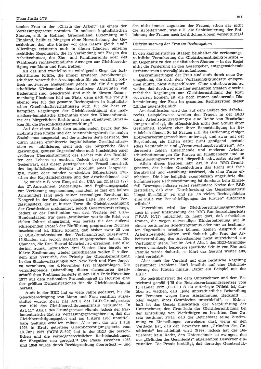 Neue Justiz (NJ), Zeitschrift für sozialistisches Recht und Gesetzlichkeit [Deutsche Demokratische Republik (DDR)], 32. Jahrgang 1978, Seite 211 (NJ DDR 1978, S. 211)