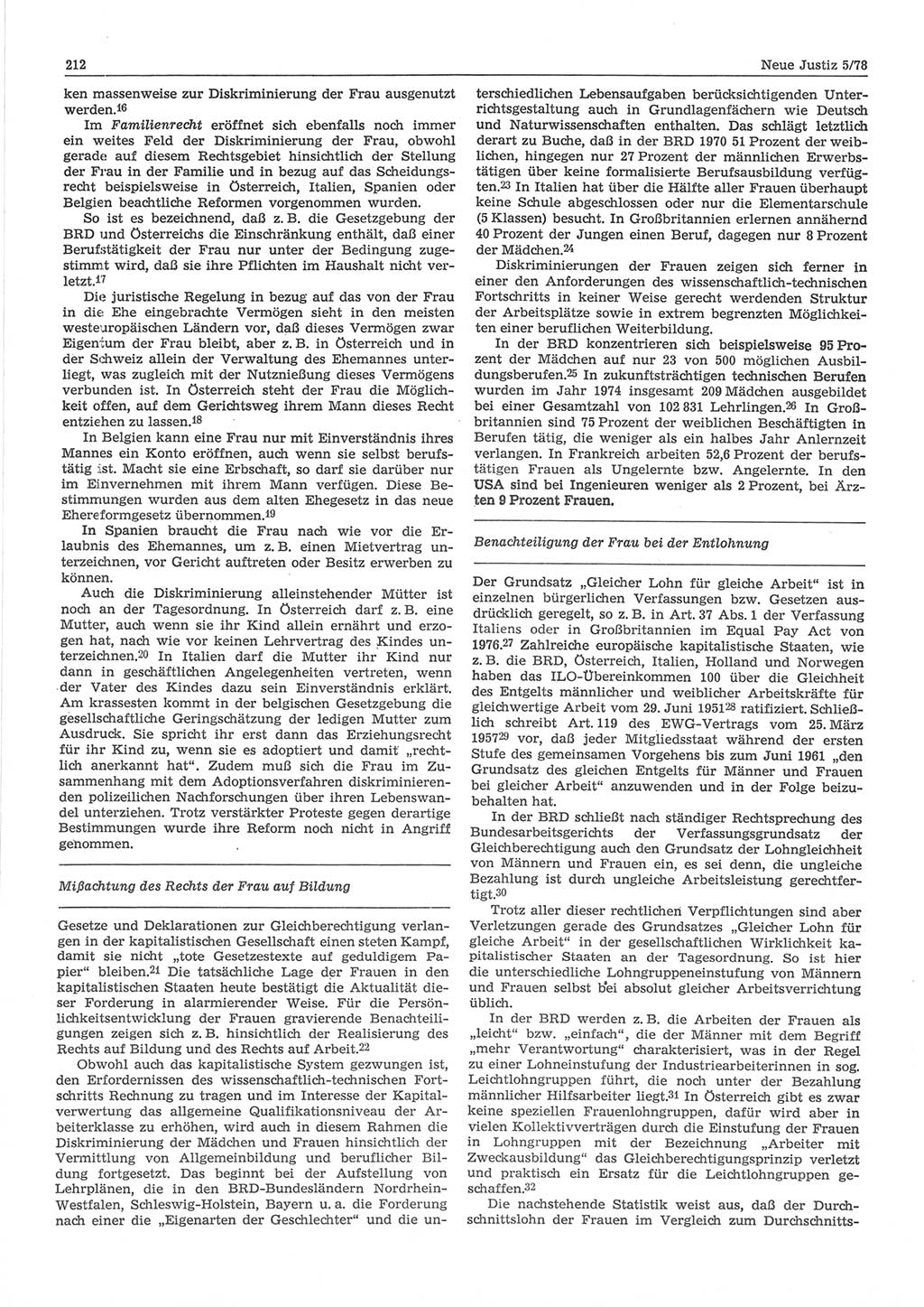 Neue Justiz (NJ), Zeitschrift für sozialistisches Recht und Gesetzlichkeit [Deutsche Demokratische Republik (DDR)], 32. Jahrgang 1978, Seite 212 (NJ DDR 1978, S. 212)