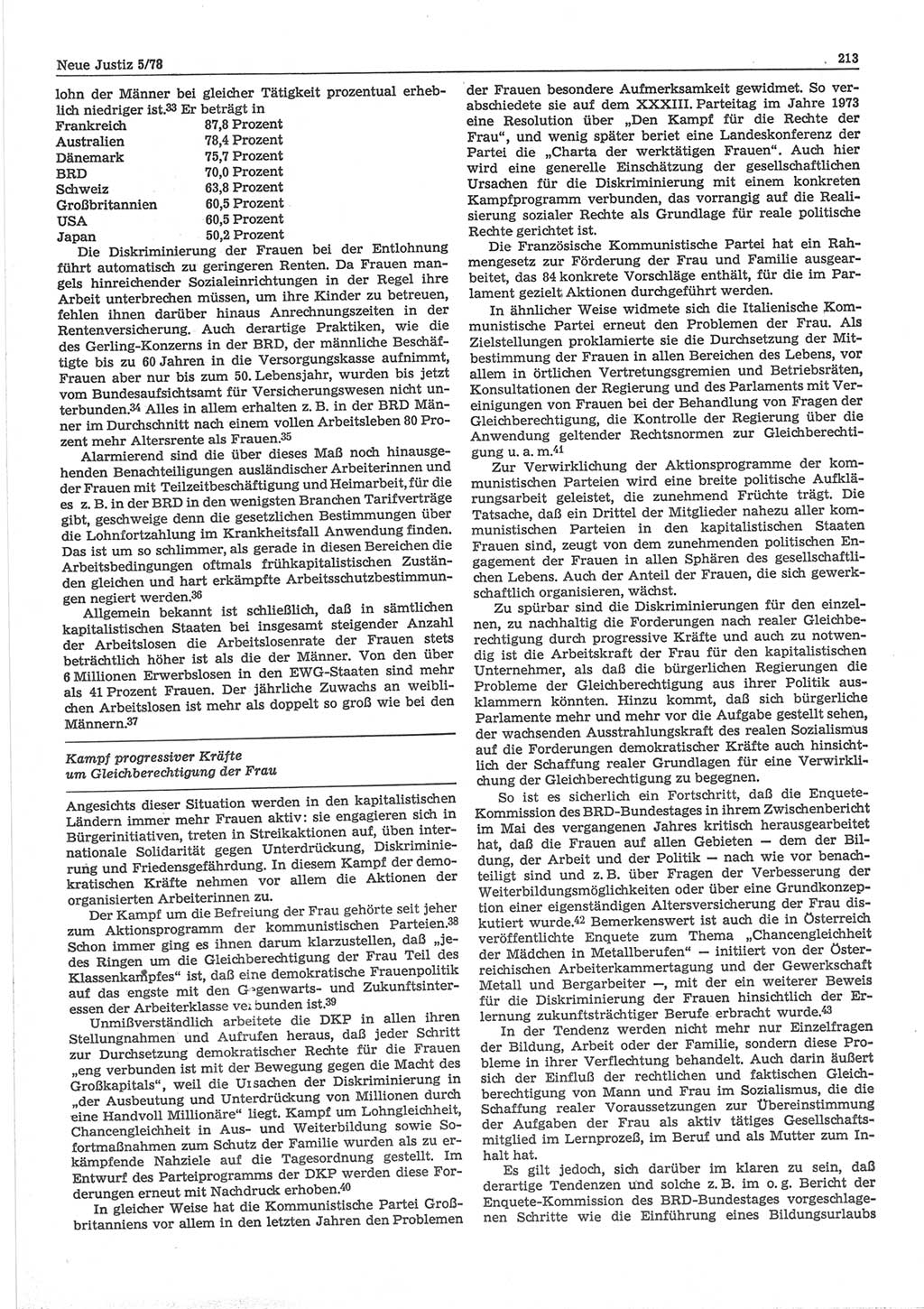 Neue Justiz (NJ), Zeitschrift für sozialistisches Recht und Gesetzlichkeit [Deutsche Demokratische Republik (DDR)], 32. Jahrgang 1978, Seite 213 (NJ DDR 1978, S. 213)