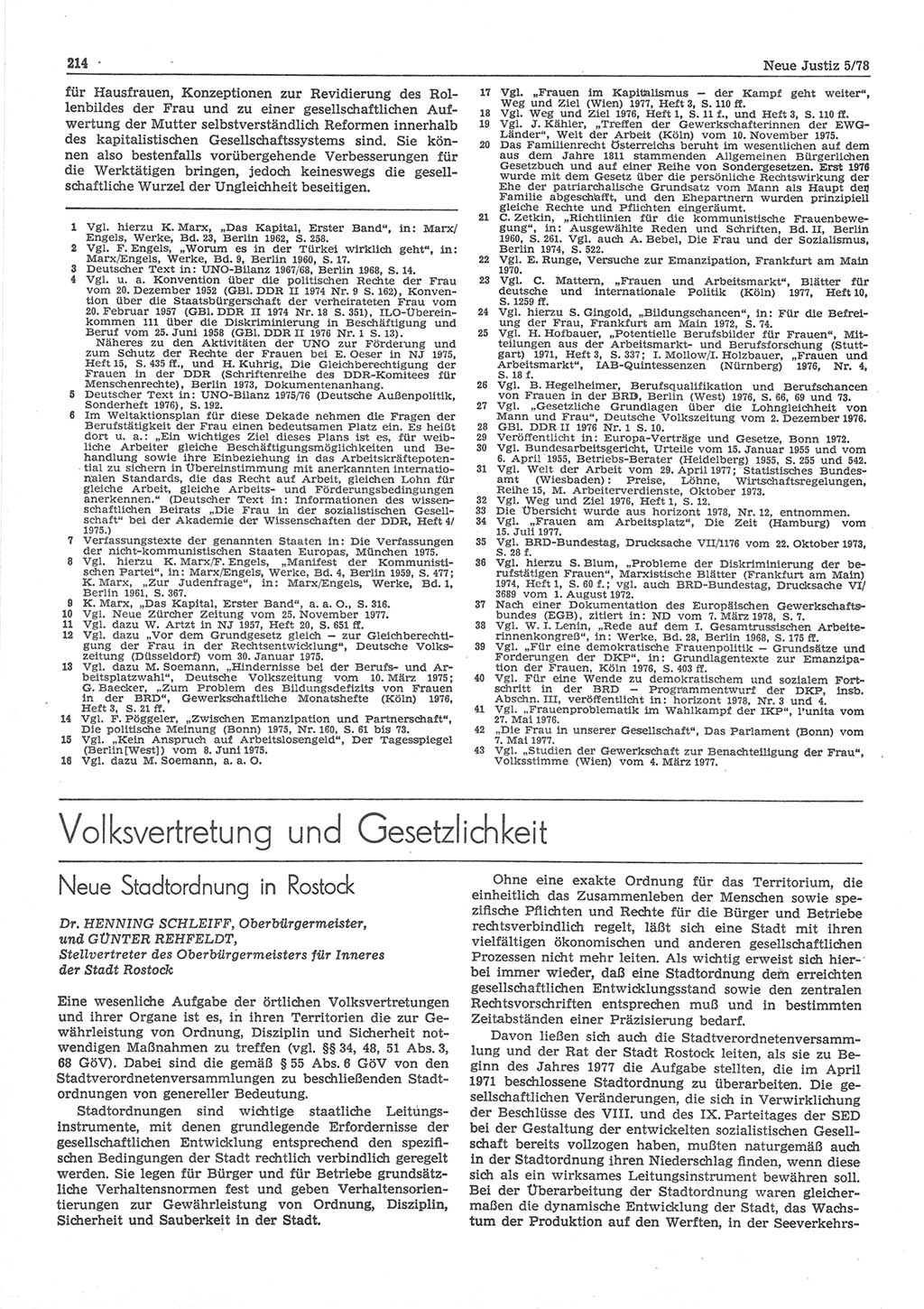 Neue Justiz (NJ), Zeitschrift für sozialistisches Recht und Gesetzlichkeit [Deutsche Demokratische Republik (DDR)], 32. Jahrgang 1978, Seite 214 (NJ DDR 1978, S. 214)