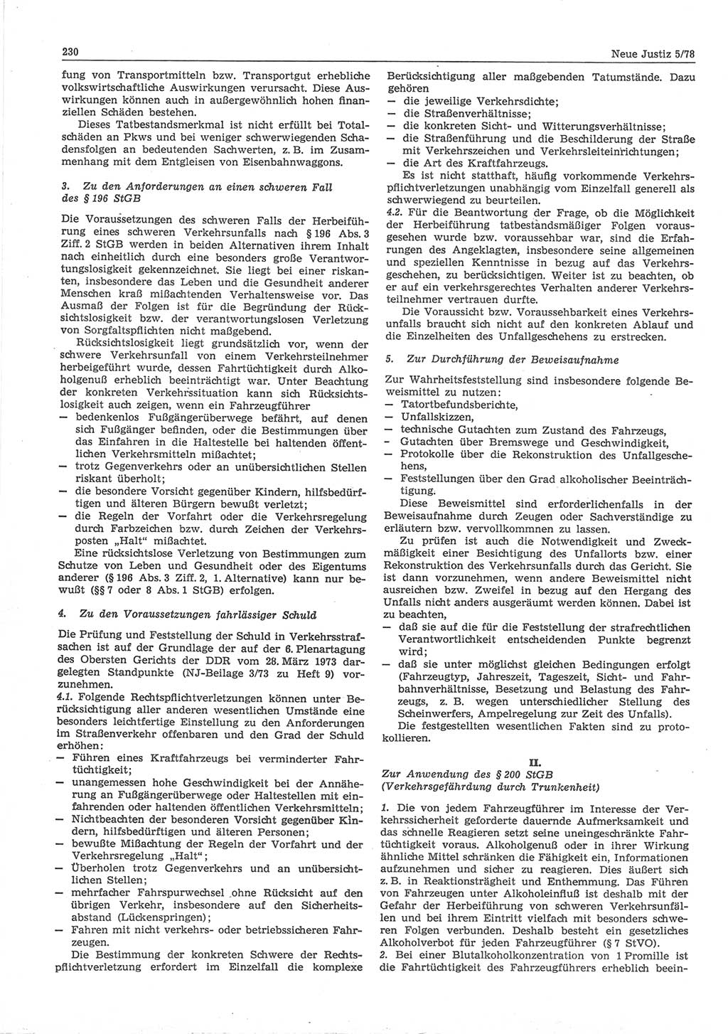 Neue Justiz (NJ), Zeitschrift für sozialistisches Recht und Gesetzlichkeit [Deutsche Demokratische Republik (DDR)], 32. Jahrgang 1978, Seite 230 (NJ DDR 1978, S. 230)