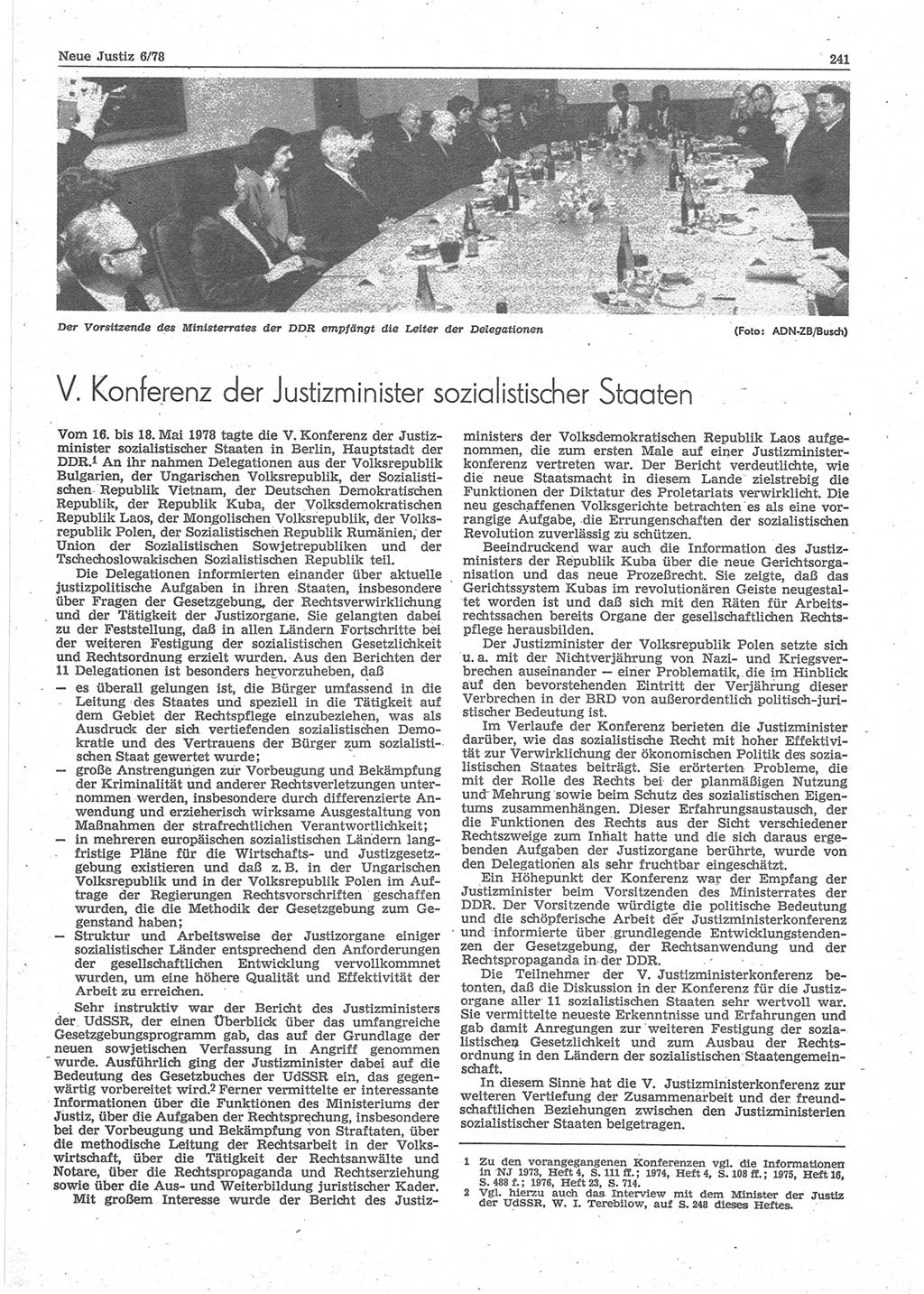 Neue Justiz (NJ), Zeitschrift für sozialistisches Recht und Gesetzlichkeit [Deutsche Demokratische Republik (DDR)], 32. Jahrgang 1978, Seite 241 (NJ DDR 1978, S. 241)