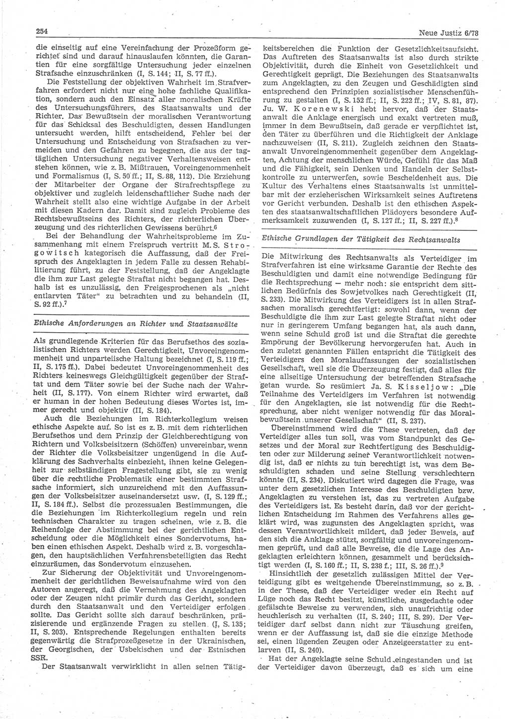 Neue Justiz (NJ), Zeitschrift für sozialistisches Recht und Gesetzlichkeit [Deutsche Demokratische Republik (DDR)], 32. Jahrgang 1978, Seite 254 (NJ DDR 1978, S. 254)