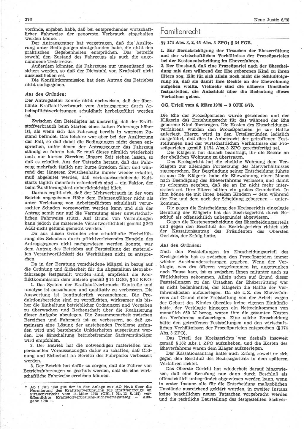 Neue Justiz (NJ), Zeitschrift für sozialistisches Recht und Gesetzlichkeit [Deutsche Demokratische Republik (DDR)], 32. Jahrgang 1978, Seite 276 (NJ DDR 1978, S. 276)