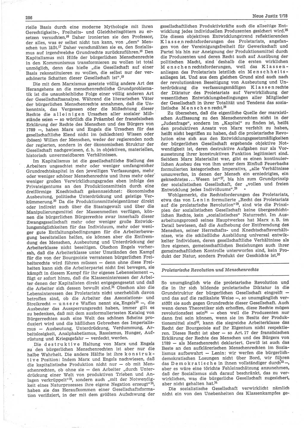 Neue Justiz (NJ), Zeitschrift für sozialistisches Recht und Gesetzlichkeit [Deutsche Demokratische Republik (DDR)], 32. Jahrgang 1978, Seite 286 (NJ DDR 1978, S. 286)