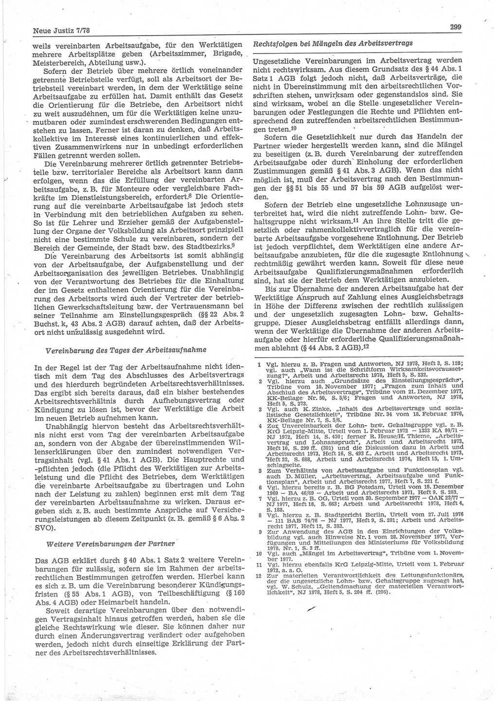Neue Justiz (NJ), Zeitschrift für sozialistisches Recht und Gesetzlichkeit [Deutsche Demokratische Republik (DDR)], 32. Jahrgang 1978, Seite 299 (NJ DDR 1978, S. 299)