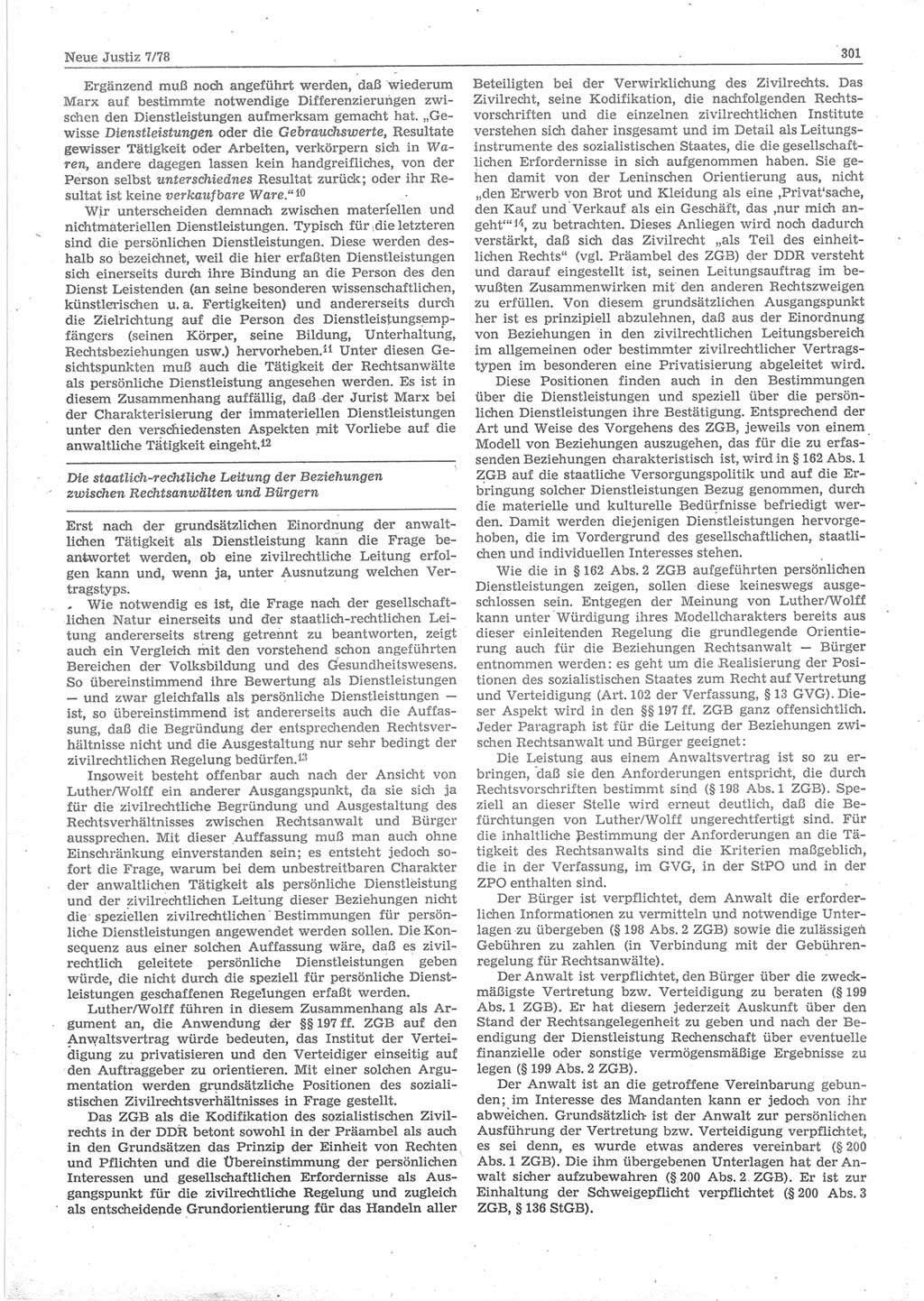 Neue Justiz (NJ), Zeitschrift für sozialistisches Recht und Gesetzlichkeit [Deutsche Demokratische Republik (DDR)], 32. Jahrgang 1978, Seite 301 (NJ DDR 1978, S. 301)
