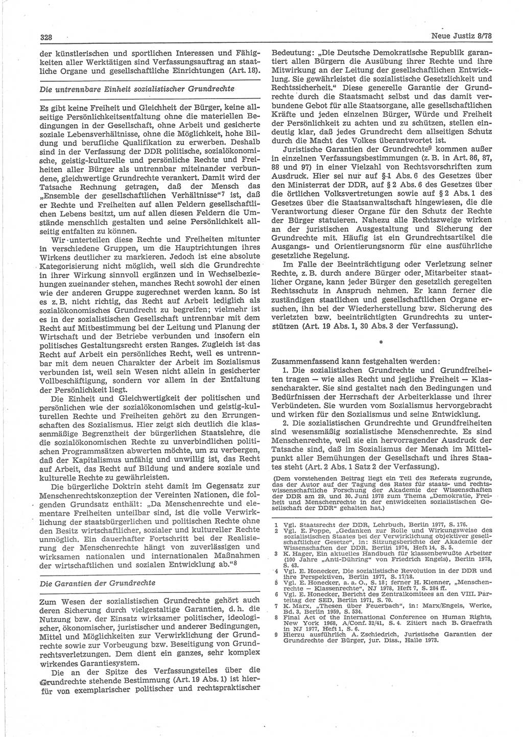 Neue Justiz (NJ), Zeitschrift für sozialistisches Recht und Gesetzlichkeit [Deutsche Demokratische Republik (DDR)], 32. Jahrgang 1978, Seite 328 (NJ DDR 1978, S. 328)