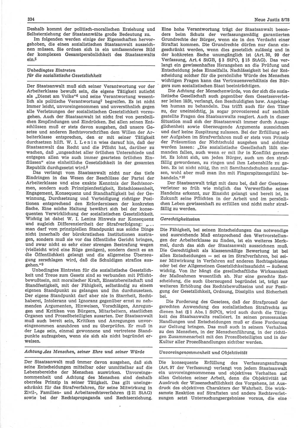 Neue Justiz (NJ), Zeitschrift für sozialistisches Recht und Gesetzlichkeit [Deutsche Demokratische Republik (DDR)], 32. Jahrgang 1978, Seite 334 (NJ DDR 1978, S. 334)