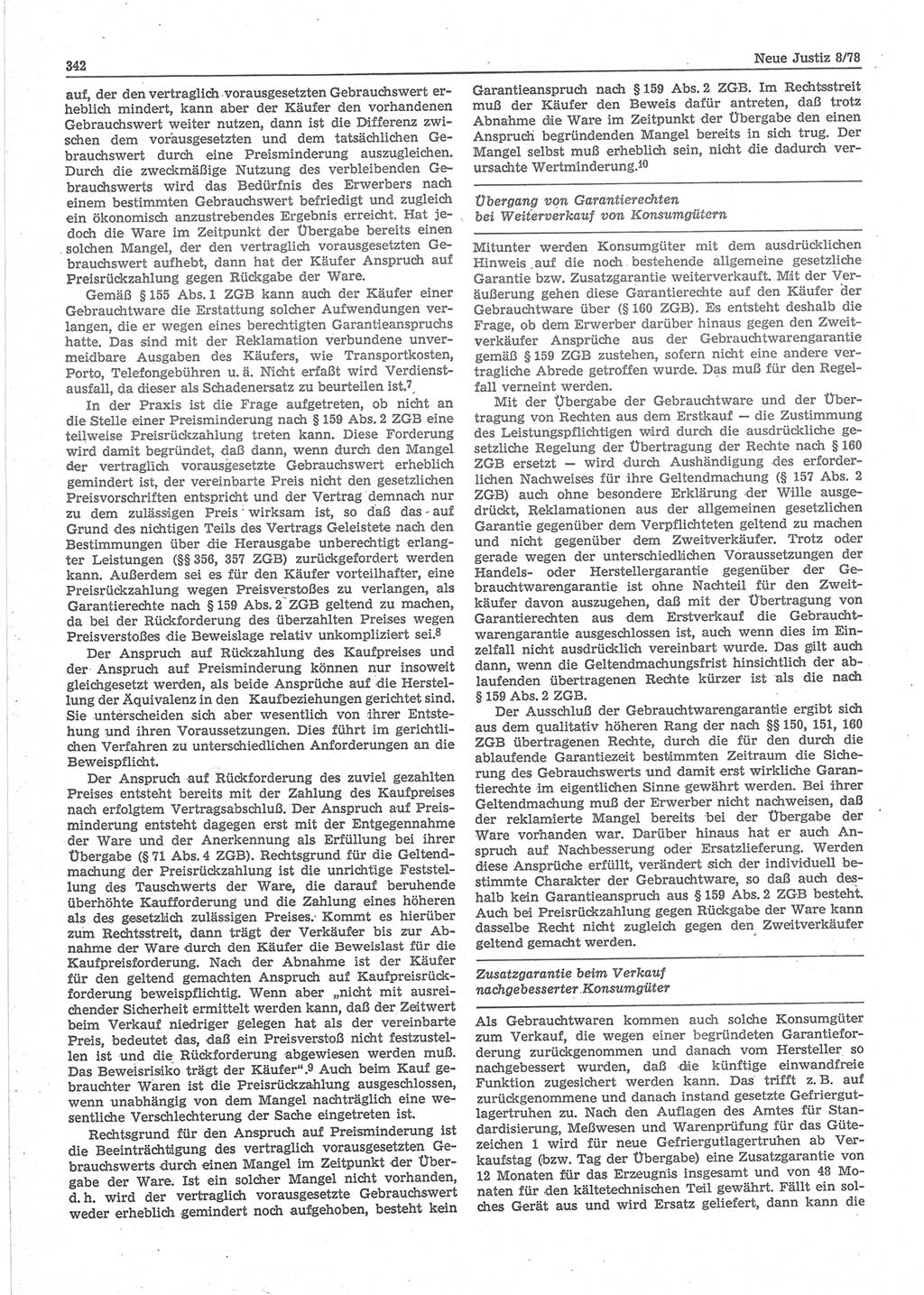 Neue Justiz (NJ), Zeitschrift für sozialistisches Recht und Gesetzlichkeit [Deutsche Demokratische Republik (DDR)], 32. Jahrgang 1978, Seite 342 (NJ DDR 1978, S. 342)