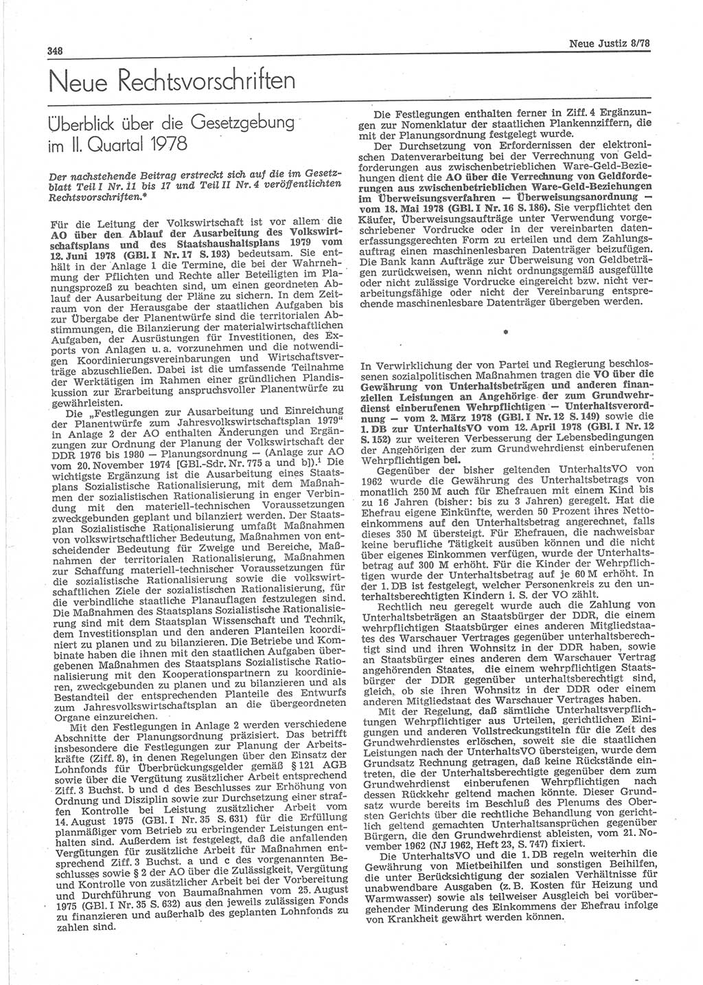 Neue Justiz (NJ), Zeitschrift für sozialistisches Recht und Gesetzlichkeit [Deutsche Demokratische Republik (DDR)], 32. Jahrgang 1978, Seite 348 (NJ DDR 1978, S. 348)
