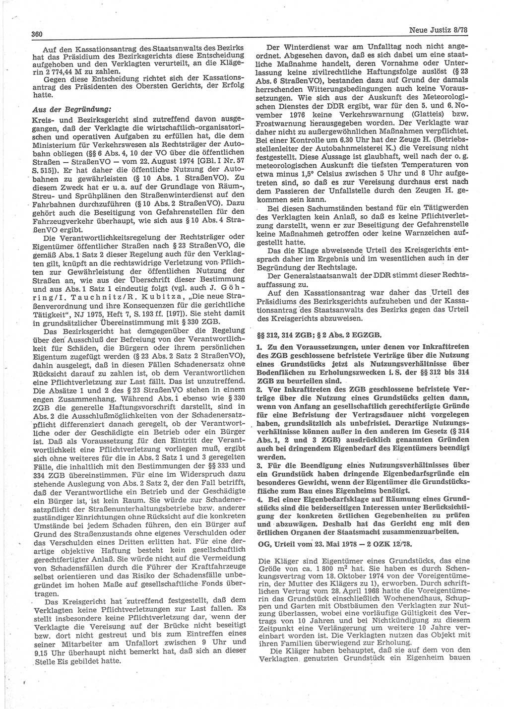 Neue Justiz (NJ), Zeitschrift für sozialistisches Recht und Gesetzlichkeit [Deutsche Demokratische Republik (DDR)], 32. Jahrgang 1978, Seite 360 (NJ DDR 1978, S. 360)