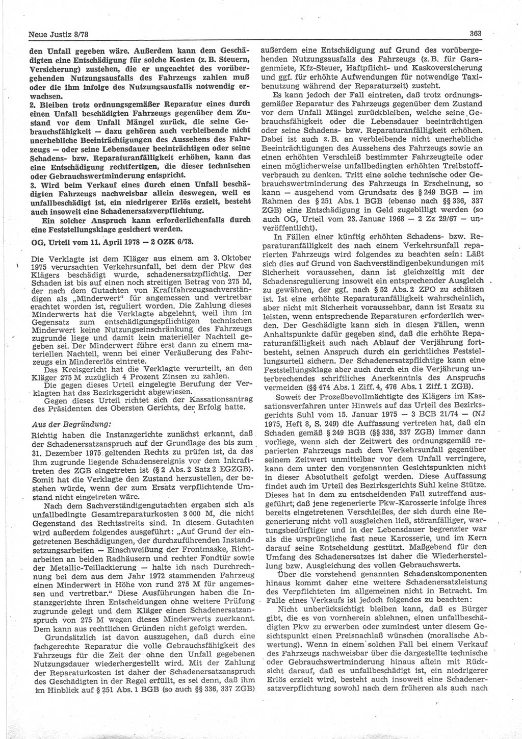 Neue Justiz (NJ), Zeitschrift für sozialistisches Recht und Gesetzlichkeit [Deutsche Demokratische Republik (DDR)], 32. Jahrgang 1978, Seite 363 (NJ DDR 1978, S. 363)