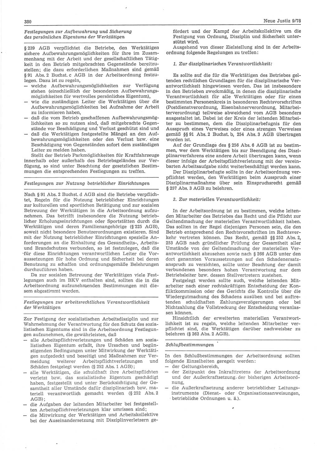 Neue Justiz (NJ), Zeitschrift für sozialistisches Recht und Gesetzlichkeit [Deutsche Demokratische Republik (DDR)], 32. Jahrgang 1978, Seite 380 (NJ DDR 1978, S. 380)