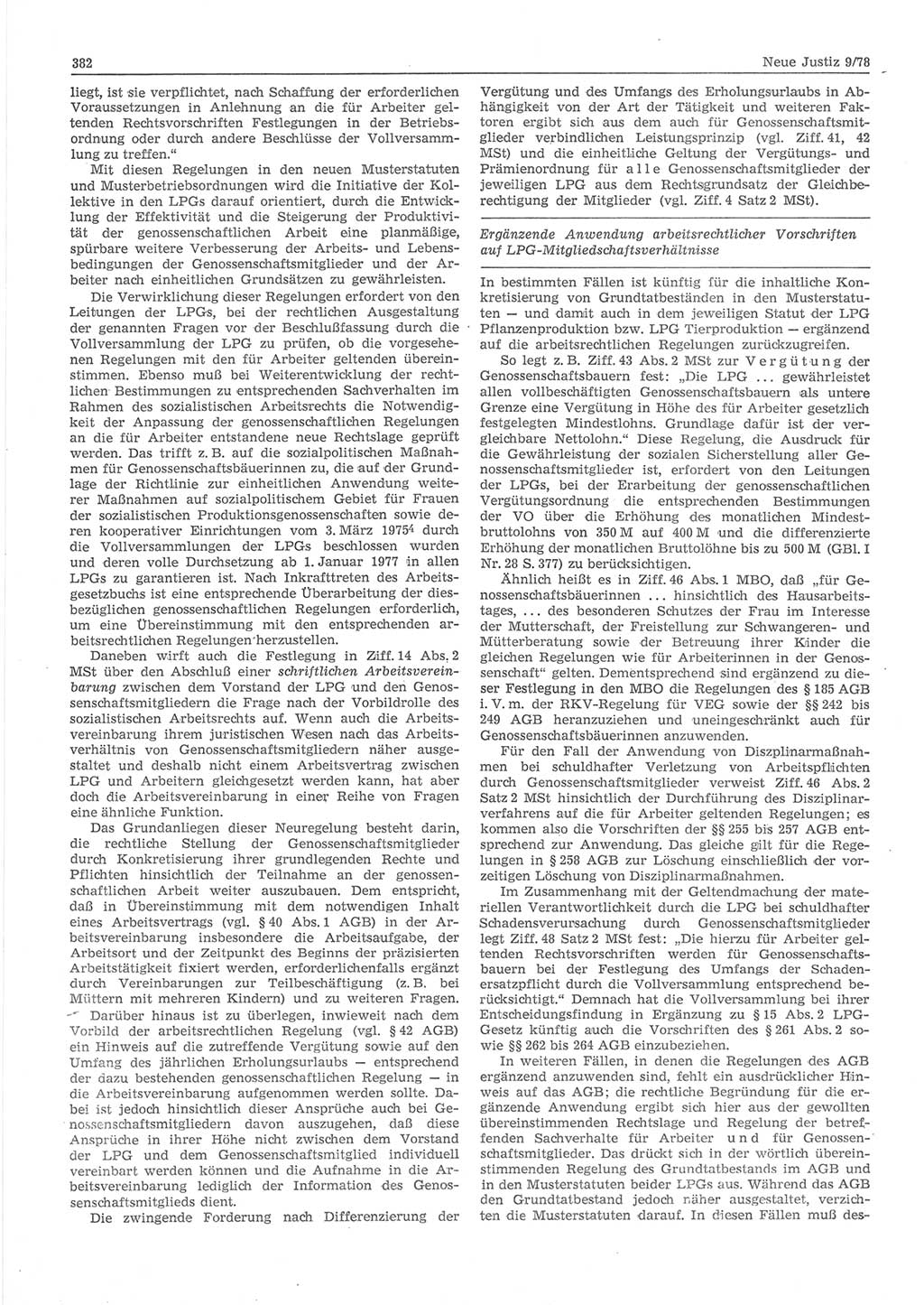 Neue Justiz (NJ), Zeitschrift für sozialistisches Recht und Gesetzlichkeit [Deutsche Demokratische Republik (DDR)], 32. Jahrgang 1978, Seite 382 (NJ DDR 1978, S. 382)