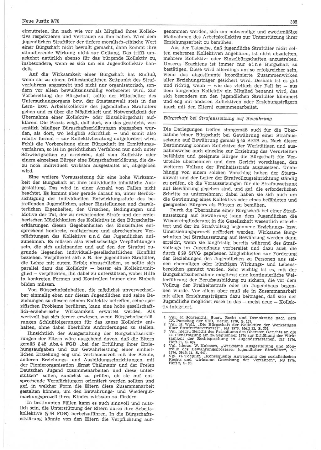 Neue Justiz (NJ), Zeitschrift für sozialistisches Recht und Gesetzlichkeit [Deutsche Demokratische Republik (DDR)], 32. Jahrgang 1978, Seite 385 (NJ DDR 1978, S. 385)
