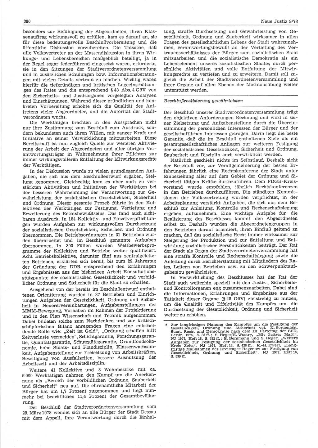 Neue Justiz (NJ), Zeitschrift für sozialistisches Recht und Gesetzlichkeit [Deutsche Demokratische Republik (DDR)], 32. Jahrgang 1978, Seite 390 (NJ DDR 1978, S. 390)