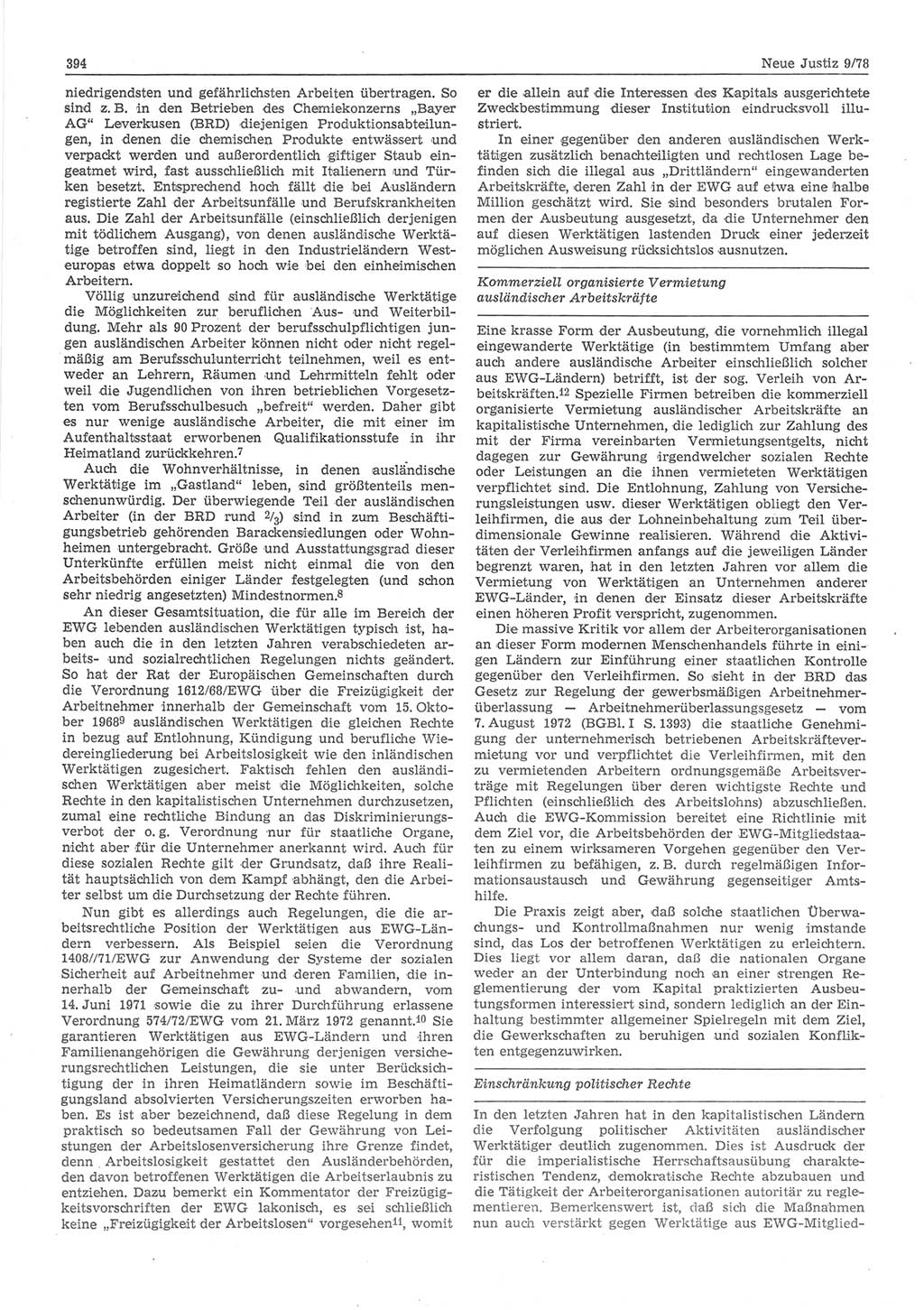 Neue Justiz (NJ), Zeitschrift für sozialistisches Recht und Gesetzlichkeit [Deutsche Demokratische Republik (DDR)], 32. Jahrgang 1978, Seite 394 (NJ DDR 1978, S. 394)