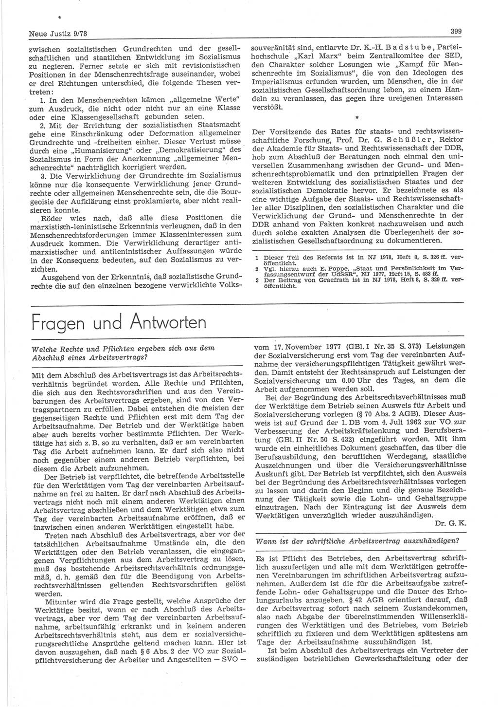 Neue Justiz (NJ), Zeitschrift für sozialistisches Recht und Gesetzlichkeit [Deutsche Demokratische Republik (DDR)], 32. Jahrgang 1978, Seite 399 (NJ DDR 1978, S. 399)
